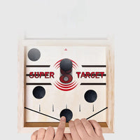 HKM-766547 Wooden Fast Sling Puck Desktop Game – Fun Family Ice Hockey Challenge for Kids and Adults
