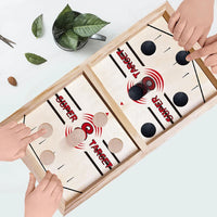 HKM-766547 Wooden Fast Sling Puck Desktop Game – Fun Family Ice Hockey Challenge for Kids and Adults
