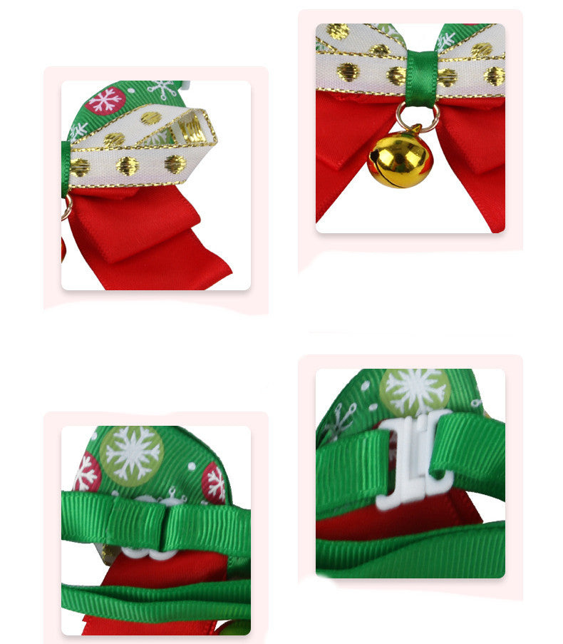 HKM-766675 Dog Bell Christmas Collar Dress Up Bow