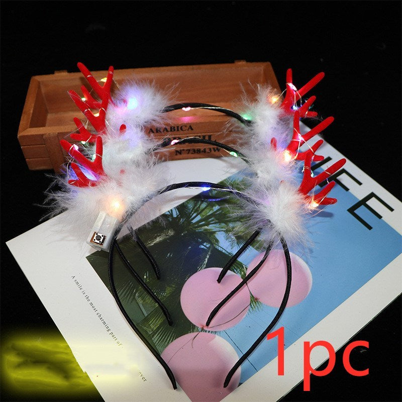 HKM-766739 Luminous LED Antler Headband for Youth - Fun Light-Up Holiday Accessory