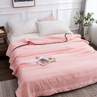 HKM-766803 Washed Cotton Quilted Lightweight Summer Cool Blanket in Multiple Colors