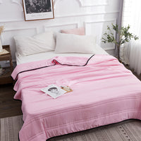 HKM-766803 Washed Cotton Quilted Lightweight Summer Cool Blanket in Multiple Colors