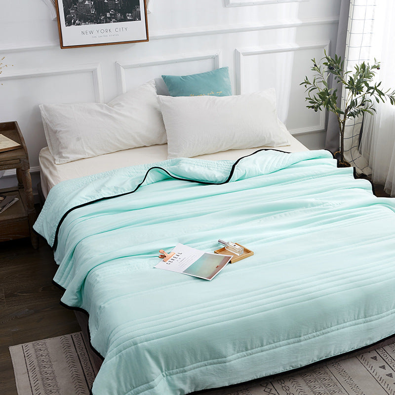 HKM-766803 Washed Cotton Quilted Lightweight Summer Cool Blanket in Multiple Colors