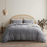 HKM-767123 Solid Color Cotton Quilt Cover Set - Modern Simplicity Three-Piece Bedding Ensemble