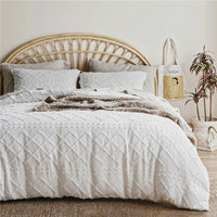 HKM-767123 Solid Color Cotton Quilt Cover Set - Modern Simplicity Three-Piece Bedding Ensemble