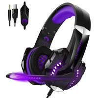 HKM-767187 Wired Gaming Headset with Microphone - 3m Braided Cable, 50mm Speaker, Red/Purple/Blue/Orange