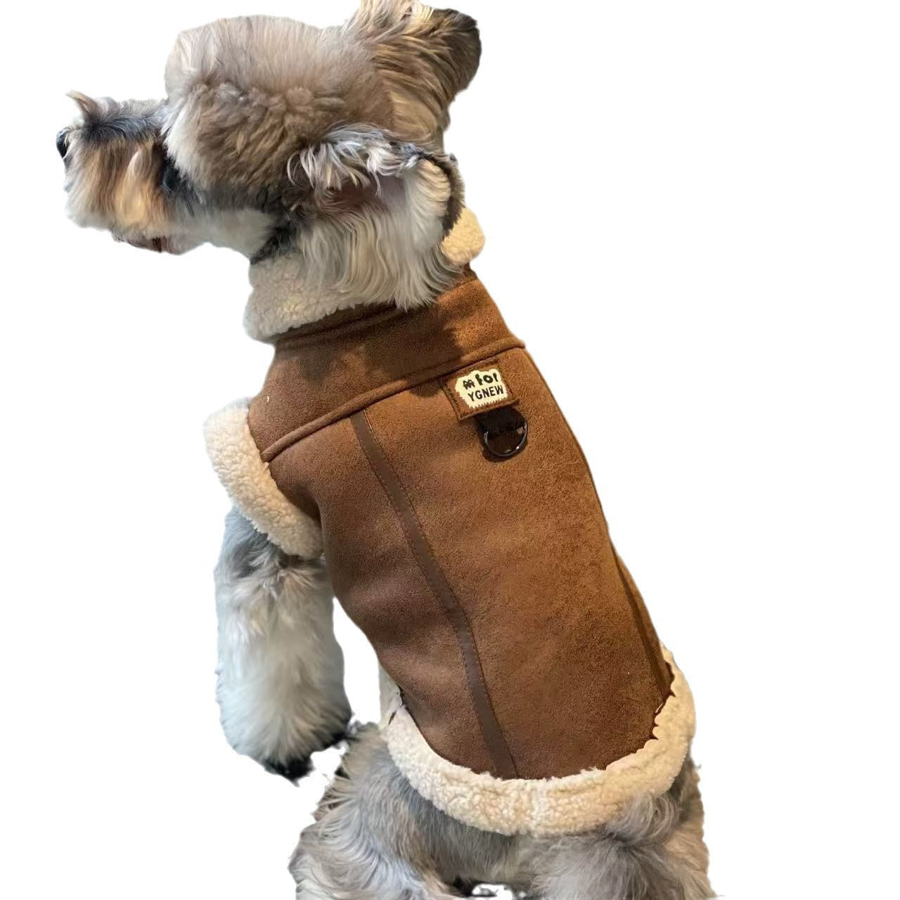HKM-767379 Cozy Peach Skin Fleece Lined Dog Coat with Lamb Wool Vest for Autumn and Winter