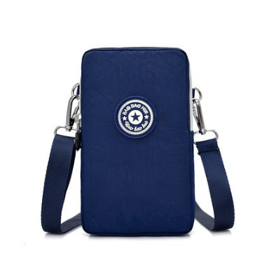 HKM-767379 Stylish Vertical Mobile Phone Bag with Zipper Closure and Vibrant Print Designs