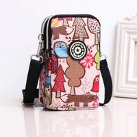 HKM-767379 Stylish Vertical Mobile Phone Bag with Zipper Closure and Vibrant Print Designs