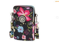 HKM-767379 Stylish Vertical Mobile Phone Bag with Zipper Closure and Vibrant Print Designs