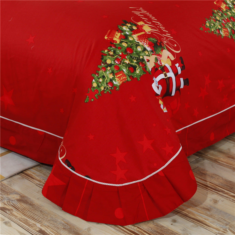 HKM-767443 Cotton 3D Christmas-Themed Bedding Set in Three and Four Piece Options