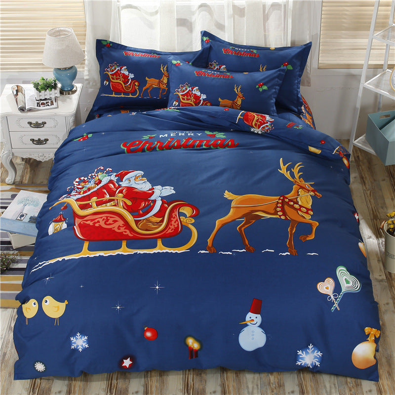 HKM-767443 Cotton 3D Christmas-Themed Bedding Set in Three and Four Piece Options
