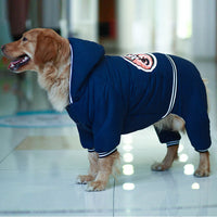 HKM-767699 Casual Thick Cotton Padded Coat for Medium and Large Dogs - Dark Red/Navy Blue