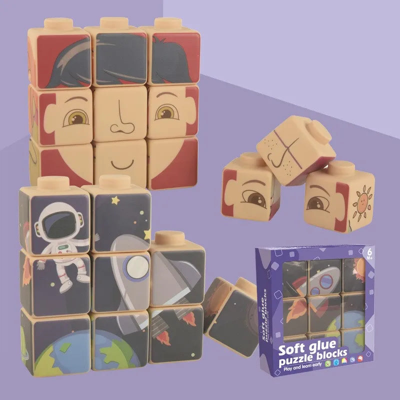 KTX-767699 Soft Silicone Building Blocks Stacking Toy for Learning and Cognitive Development, Suitable for Ages 18 Months and Up