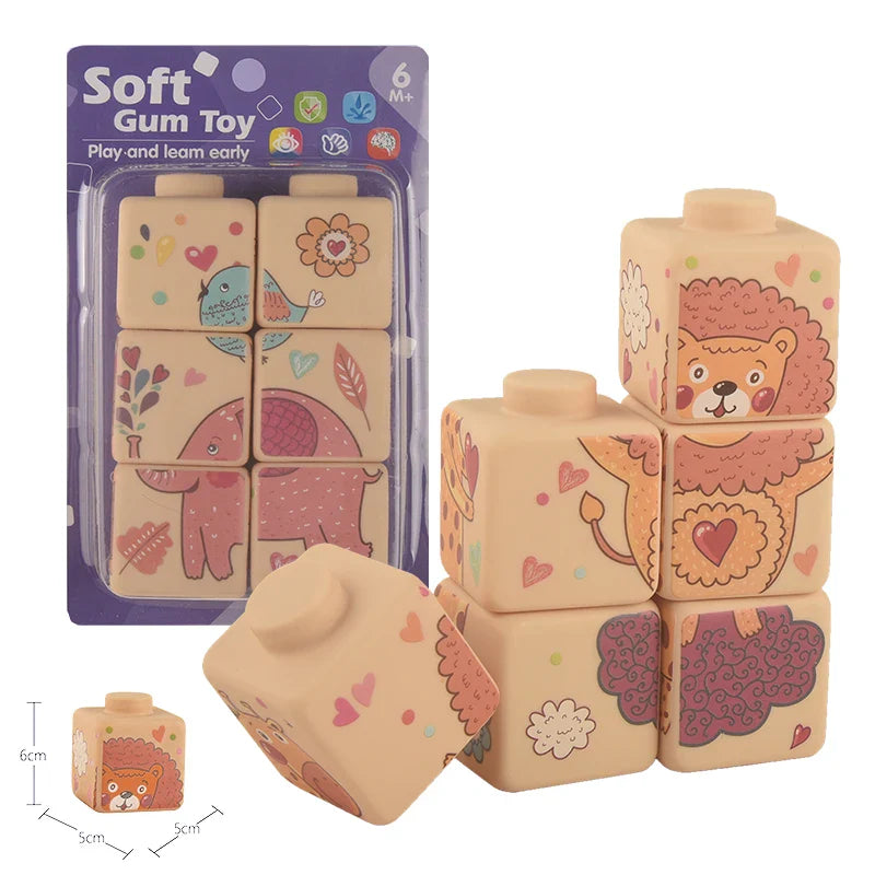 KTX-767699 Soft Silicone Building Blocks Stacking Toy for Learning and Cognitive Development, Suitable for Ages 18 Months and Up