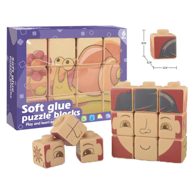 KTX-767699 Soft Silicone Building Blocks Stacking Toy for Learning and Cognitive Development, Suitable for Ages 18 Months and Up