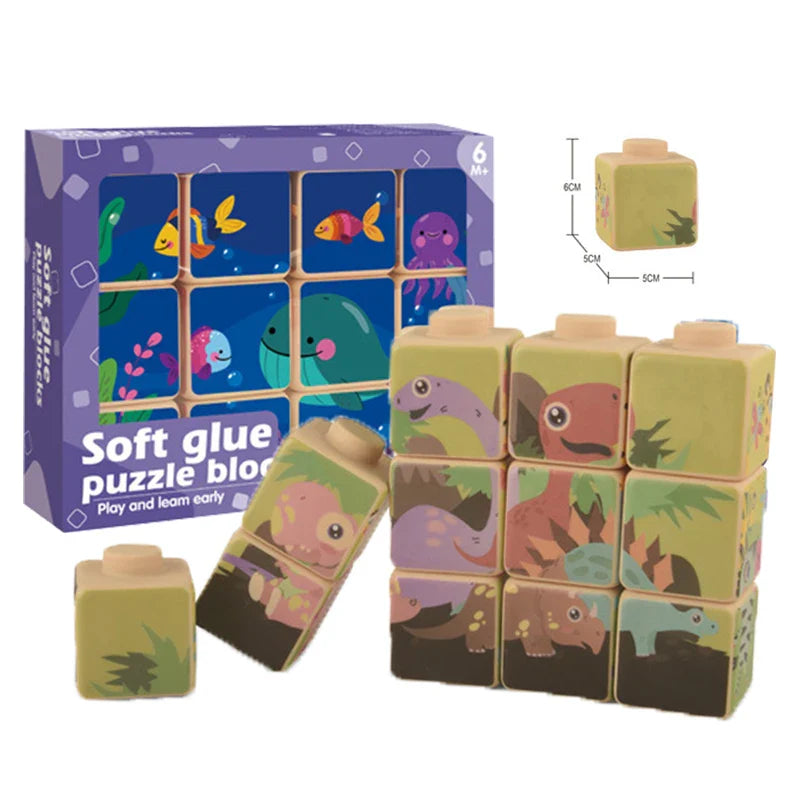 KTX-767699 Soft Silicone Building Blocks Stacking Toy for Learning and Cognitive Development, Suitable for Ages 18 Months and Up