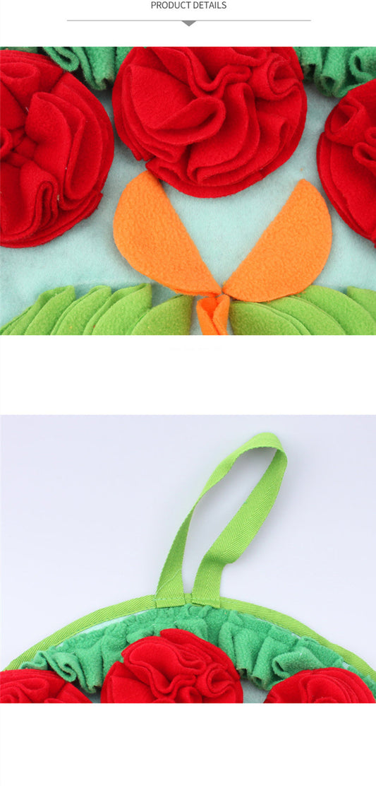 HKM-767891 Sniff Pad for Rabbits and Hamsters - Polar Fleece Chew Toy with Flower Design, 43cm Diameter