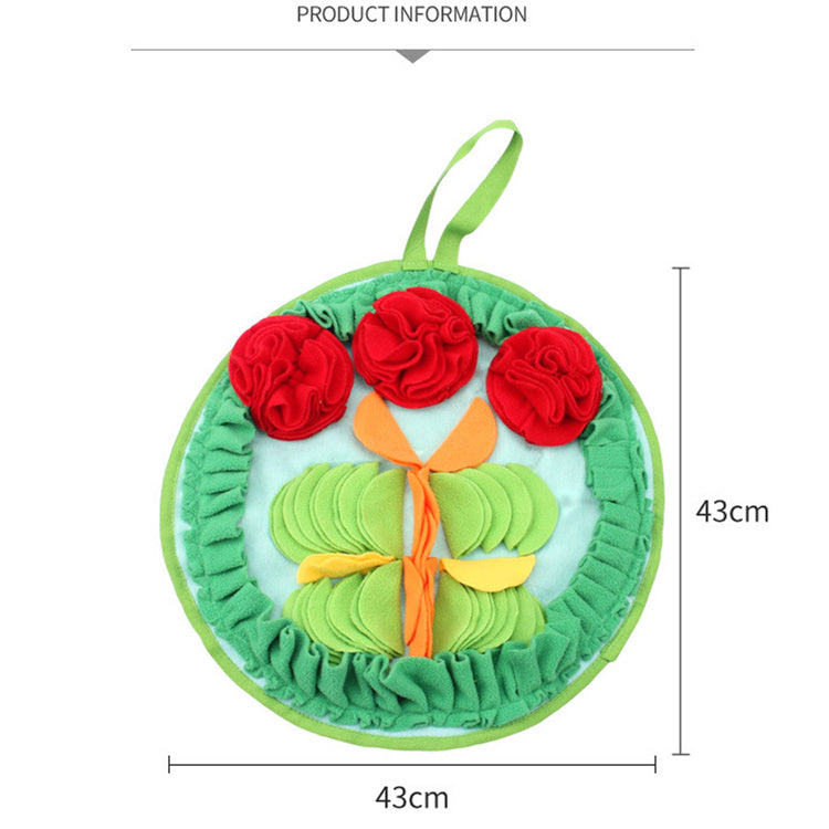 HKM-767891 Sniff Pad for Rabbits and Hamsters - Polar Fleece Chew Toy with Flower Design, 43cm Diameter