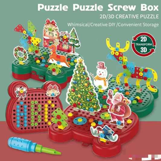KTX-767955 DIY Christmas Theme Cartoon Puzzle Building Blocks Set - 218pcs Educational Toy for Ages 0-14