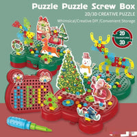 HKM-767955 DIY Christmas Theme Cartoon Puzzle Building Blocks Set - 218pcs Educational Toy for Ages 0-14