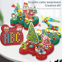 HKM-767955 DIY Christmas Theme Cartoon Puzzle Building Blocks Set - 218pcs Educational Toy for Ages 0-14
