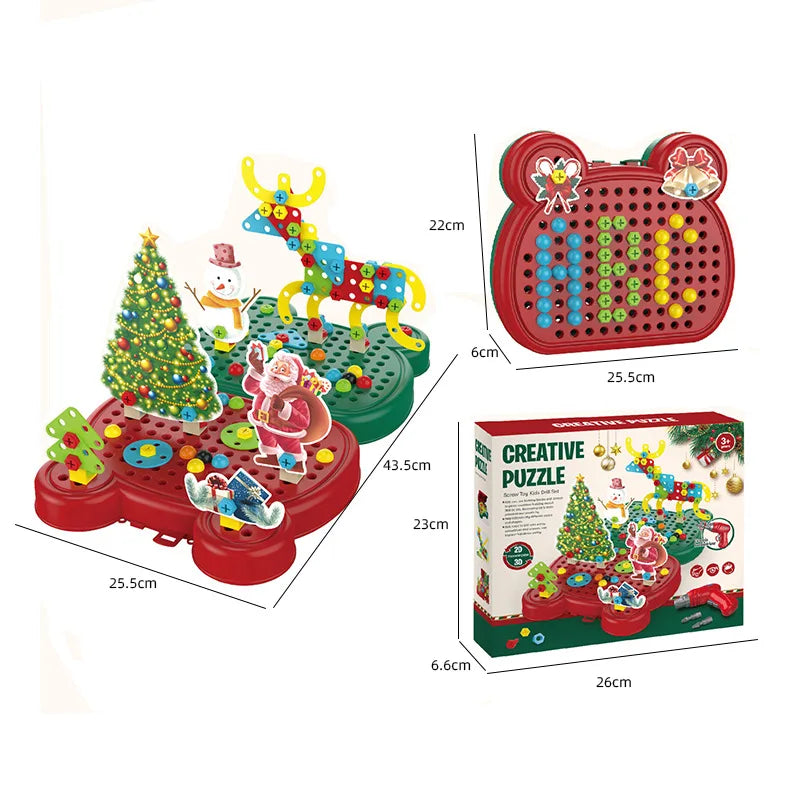 KTX-767955 DIY Christmas Theme Cartoon Puzzle Building Blocks Set - 218pcs Educational Toy for Ages 0-14