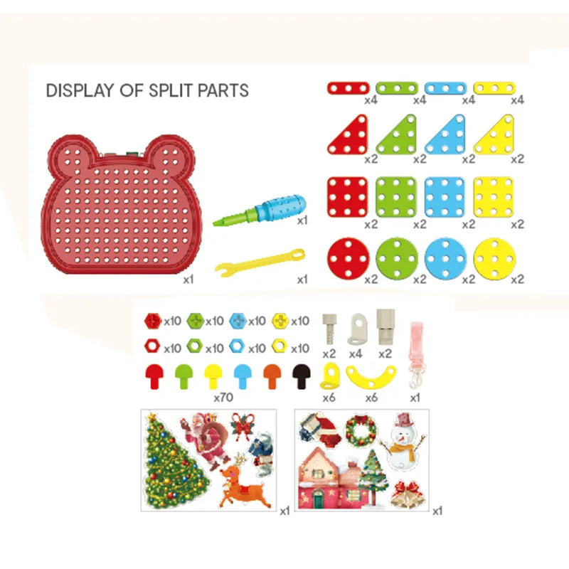 KTX-767955 DIY Christmas Theme Cartoon Puzzle Building Blocks Set - 218pcs Educational Toy for Ages 0-14