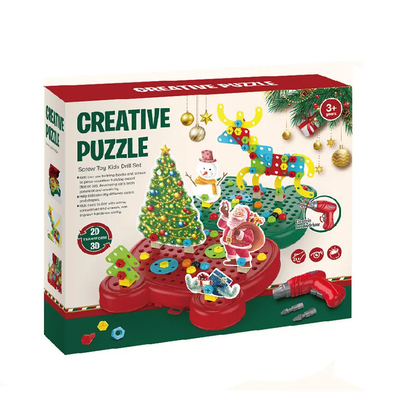 KTX-767955 DIY Christmas Theme Cartoon Puzzle Building Blocks Set - 218pcs Educational Toy for Ages 0-14