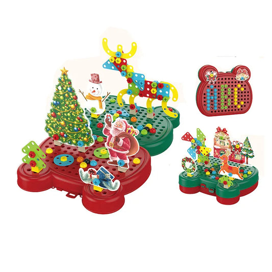 KTX-767955 DIY Christmas Theme Cartoon Puzzle Building Blocks Set - 218pcs Educational Toy for Ages 0-14