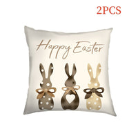 HKM-767955 Easter Bunny Cartoon Pillowcase - Soft Linen and Plush, 45x45cm