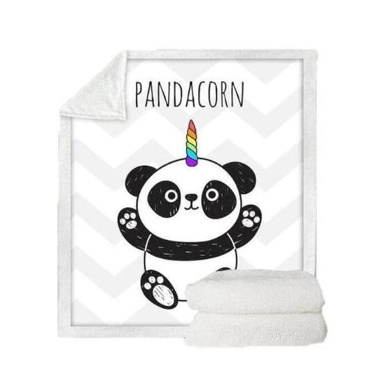 HKM-767955 Panda Series Cartoon Flannel Blanket - Soft Coral Fleece, 150x200cm, White