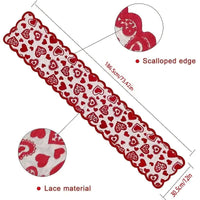 HKM-768019 Lace Heart Table Runner for Valentine's Day Decorations, 13 x 72 Inches, Ideal for Weddings and Parties