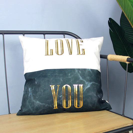 HKM-768083 Marble Pattern Plush Pillowcase Cushion Cover, 45x45cm, Simple Modern Design