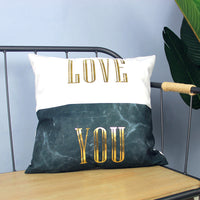 HKM-768083 Marble Pattern Plush Pillowcase Cushion Cover, 45x45cm, Simple Modern Design