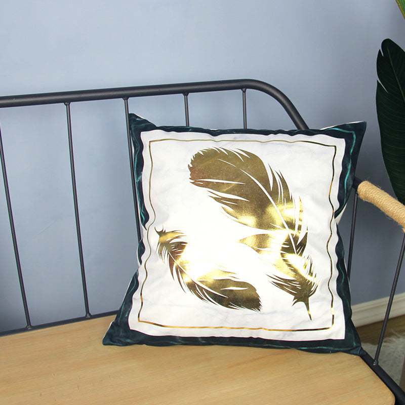 HKM-768083 Marble Pattern Plush Pillowcase Cushion Cover, 45x45cm, Simple Modern Design