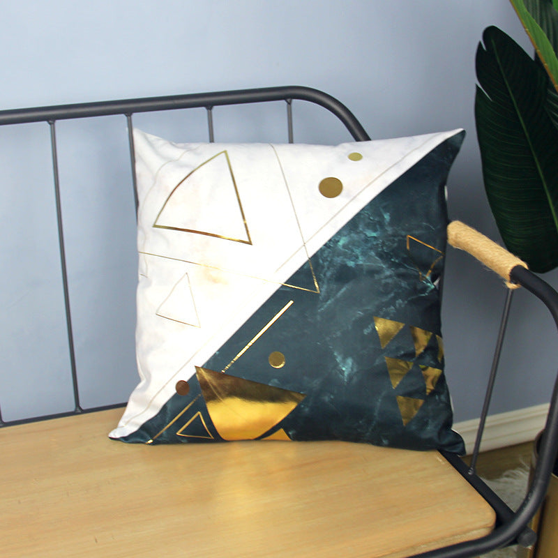 HKM-768083 Marble Pattern Plush Pillowcase Cushion Cover, 45x45cm, Simple Modern Design