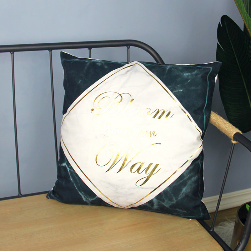 HKM-768083 Marble Pattern Plush Pillowcase Cushion Cover, 45x45cm, Simple Modern Design