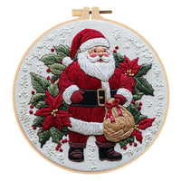 HKM-768211 Santa Claus Landscape Embroidery Kit - Cotton and Linen, 28x28cm
