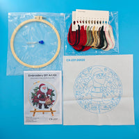 HKM-768211 Santa Claus Landscape Embroidery Kit - Cotton and Linen, 28x28cm