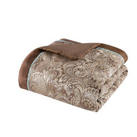 HKM-768275 12 Piece Full Comforter Set with Cotton Bed Sheets in Blue and Brown, Paisley Pattern