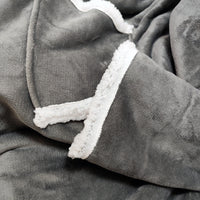 HKM-768275 Wearable Long-Sleeved Blanket in Gray, Red, and Blue - Cozy Polyester Fabric for Winter