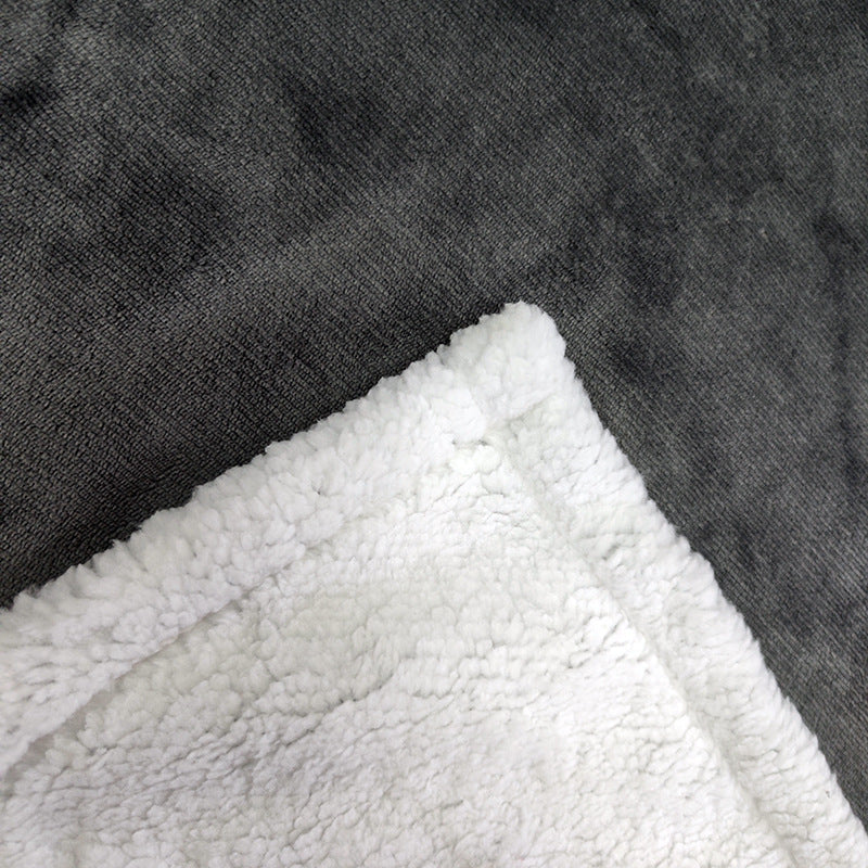 HKM-768275 Wearable Long-Sleeved Blanket in Gray, Red, and Blue - Cozy Polyester Fabric for Winter