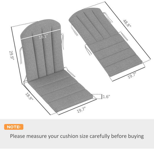 KTX-768659 High-Back Adirondack Chair Cushion Set of 4, Gray, Foam Padding with Ties, Splash-Resistant, Non-Slip Design