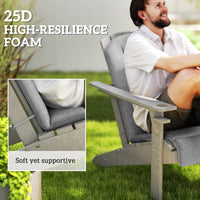 HKM-768659 High-Back Adirondack Chair Cushion Set of 4, Gray, Foam Padding with Ties, Splash-Resistant, Non-Slip Design