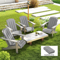 HKM-768659 High-Back Adirondack Chair Cushion Set of 4, Gray, Foam Padding with Ties, Splash-Resistant, Non-Slip Design
