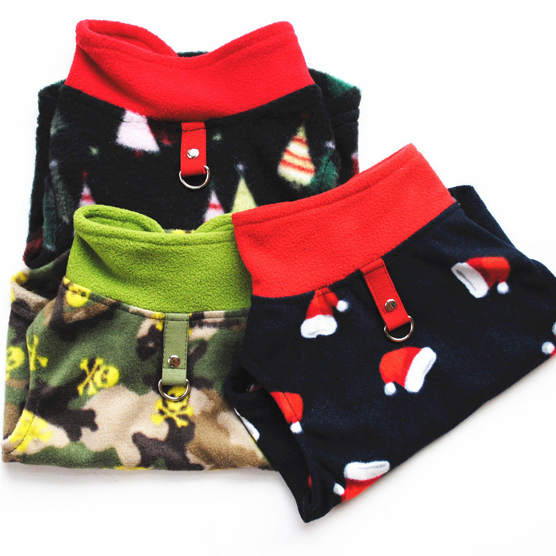 HKM-768915 Cozy Polar Fleece Dog Apparel for Autumn and Winter in Festive Designs