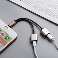 HKM-769171 Lightning Audio Adapter for iPhone - Dual Function Charging & Headphones Compatibility - 135mm Aluminum Alloy Design