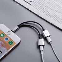 HKM-769171 Lightning Audio Adapter for iPhone - Dual Function Charging & Headphones Compatibility - 135mm Aluminum Alloy Design