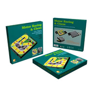 HKM-769235 Foldable Magnetic Chess Board Set for Motorcycle Racing Enthusiasts - Travel-Friendly Design